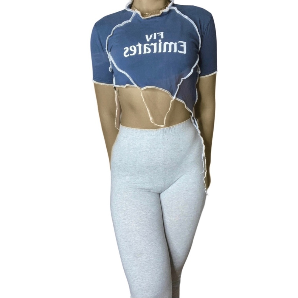 Fly Emirates Reworked Contrast Stitch Crop Top - Picture 2 of 4